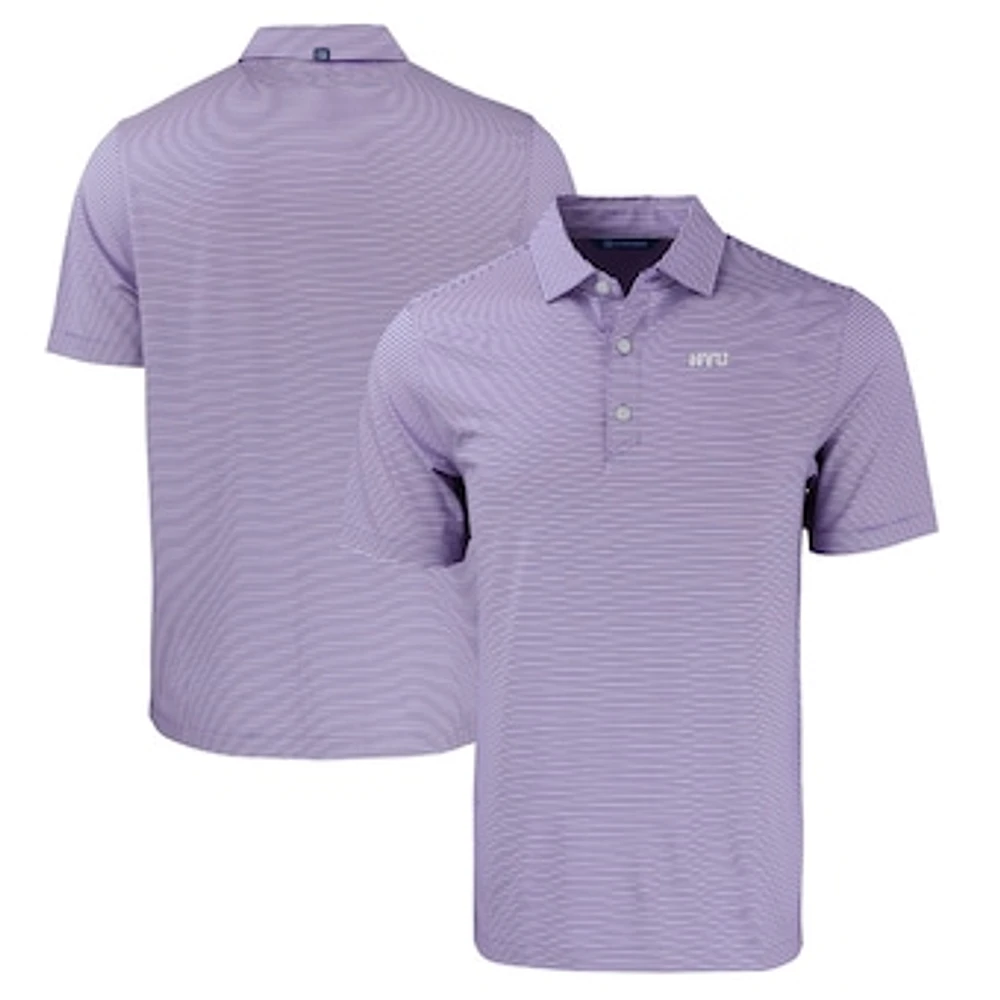 Men's Cutter & Buck Purple NYU Violets Forge Eco Double Stripe Stretch Recycled Polo