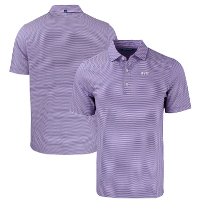 Men's Cutter & Buck Purple NYU Violets Forge Eco Double Stripe Stretch Recycled Polo
