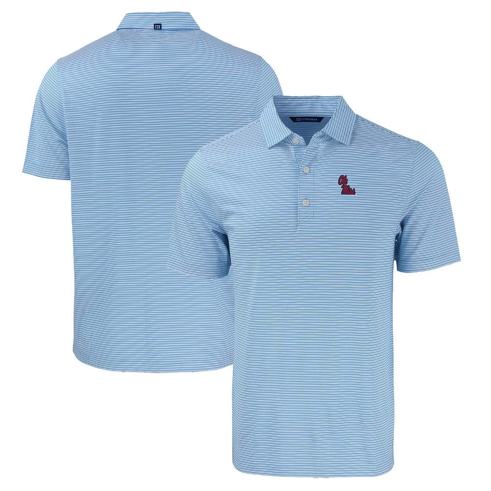 Men's Cutter & Buck Powder Blue Ole Miss Rebels Forge Eco Double Stripe Stretch Recycled Polo