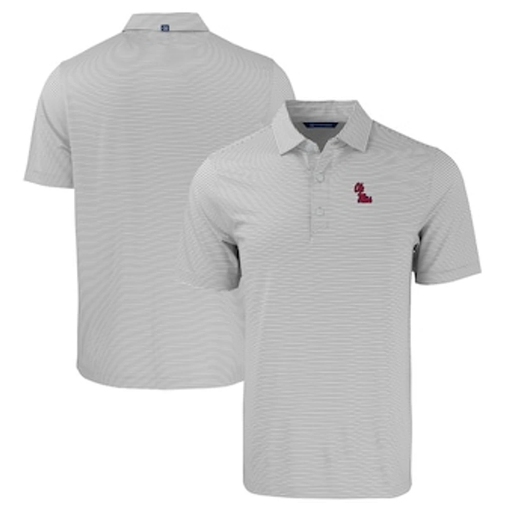 Men's Cutter & Buck Gray/White Ole Miss Rebels Forge Eco Double Stripe Stretch Recycled Polo