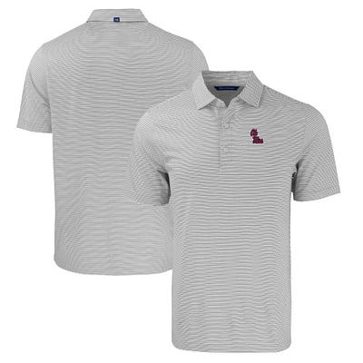 Men's Cutter & Buck Gray/White Ole Miss Rebels Forge Eco Double Stripe Stretch Recycled Polo