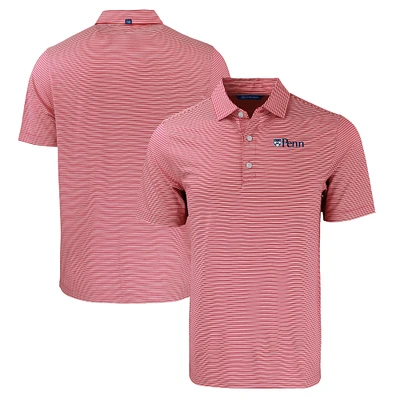 Men's Cutter & Buck Red Pennsylvania Quakers Forge Eco Double Stripe Stretch Recycled Polo