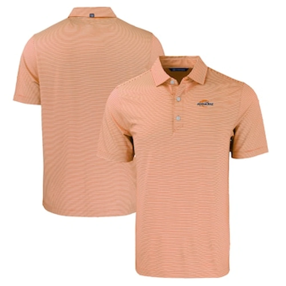 Men's Cutter & Buck Orange Pepperdine Waves Forge Eco Double Stripe Stretch Recycled Polo