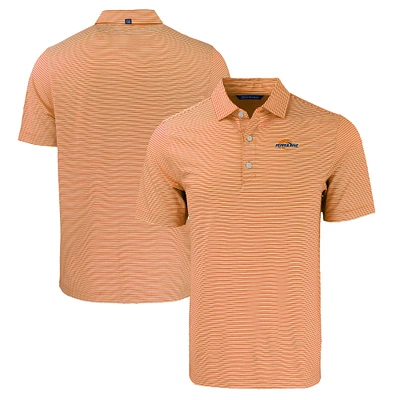 Men's Cutter & Buck Orange Pepperdine Waves Forge Eco Double Stripe Stretch Recycled Polo