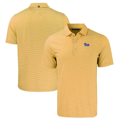 Men's Cutter & Buck Gold/White Pitt Panthers Forge Eco Double Stripe Stretch Recycled Polo