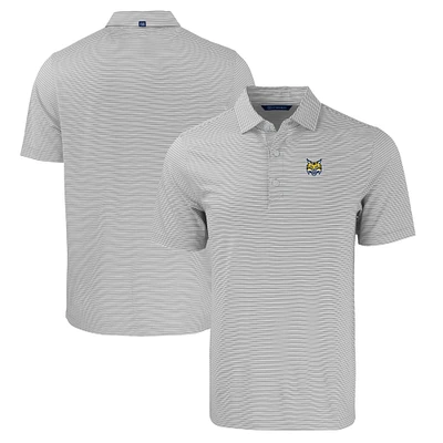 Men's Cutter & Buck Gray/White Quinnipiac Bobcats Forge Eco Double Stripe Stretch Recycled Polo