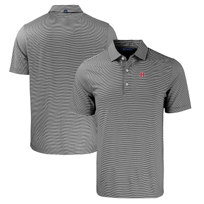 Men's Cutter & Buck Black/White Rutgers Scarlet Knights Forge Eco Double Stripe Stretch Recycled Polo