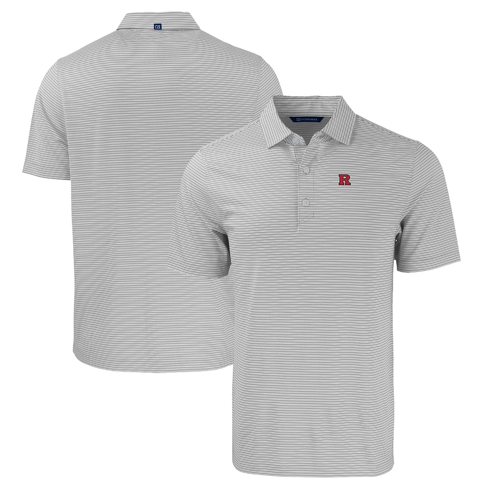 Men's Cutter & Buck Gray/White Rutgers Scarlet Knights Forge Eco Double Stripe Stretch Recycled Polo