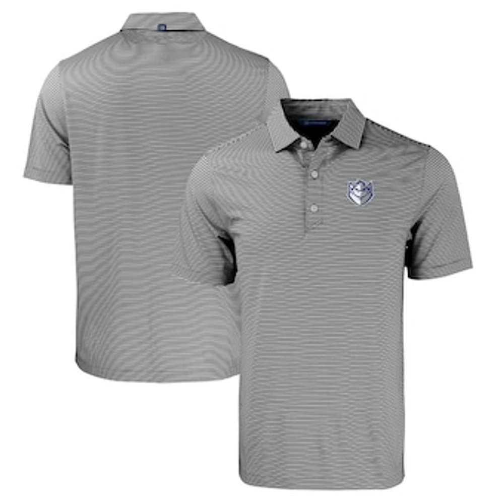 Men's Cutter & Buck Black/White Saint Louis Billikens Forge Eco Double Stripe Stretch Recycled Polo