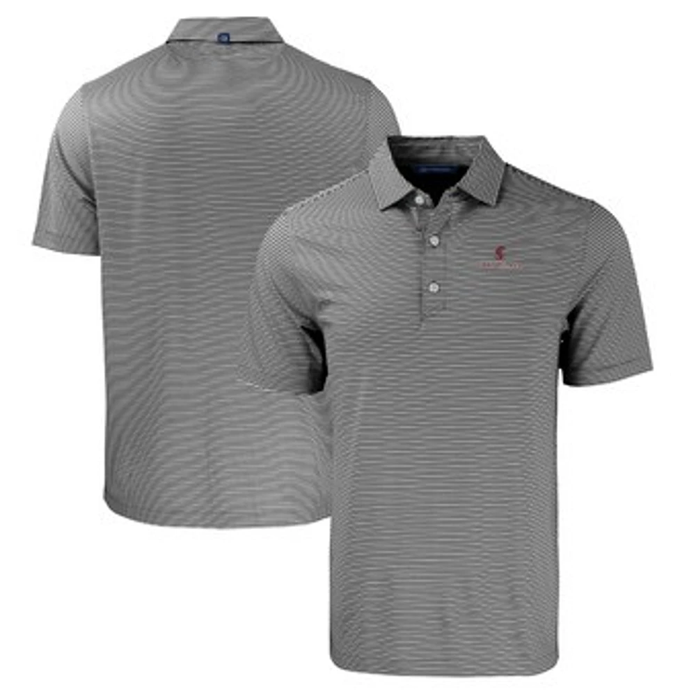 Men's Cutter & Buck Black/White Santa Clara Broncos Forge Eco Double Stripe Stretch Recycled Polo