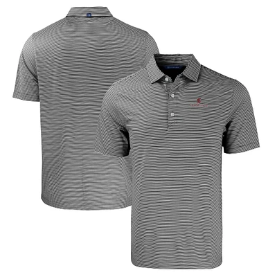 Men's Cutter & Buck Black/White Santa Clara Broncos Forge Eco Double Stripe Stretch Recycled Polo