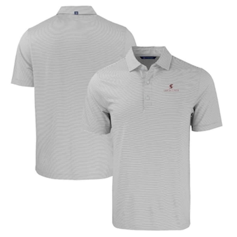 Men's Cutter & Buck Gray/White Santa Clara Broncos Forge Eco Double Stripe Stretch Recycled Polo