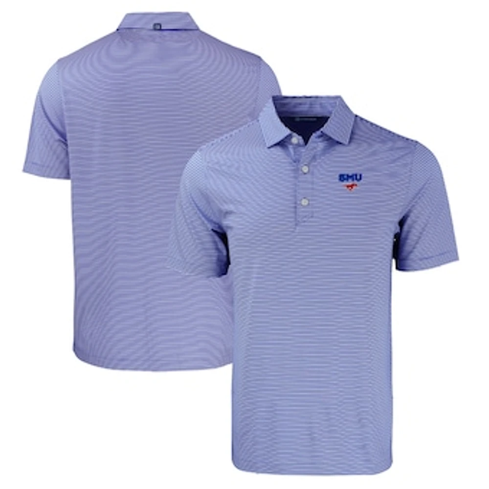 Men's Cutter & Buck Royal SMU Mustangs Forge Eco Double Stripe Stretch Recycled Polo
