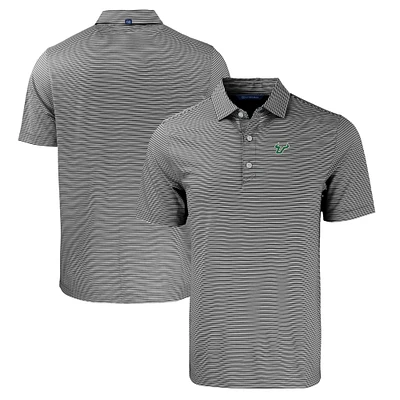 Men's Cutter & Buck Black/White South Florida Bulls Forge Eco Double Stripe Stretch Recycled Polo