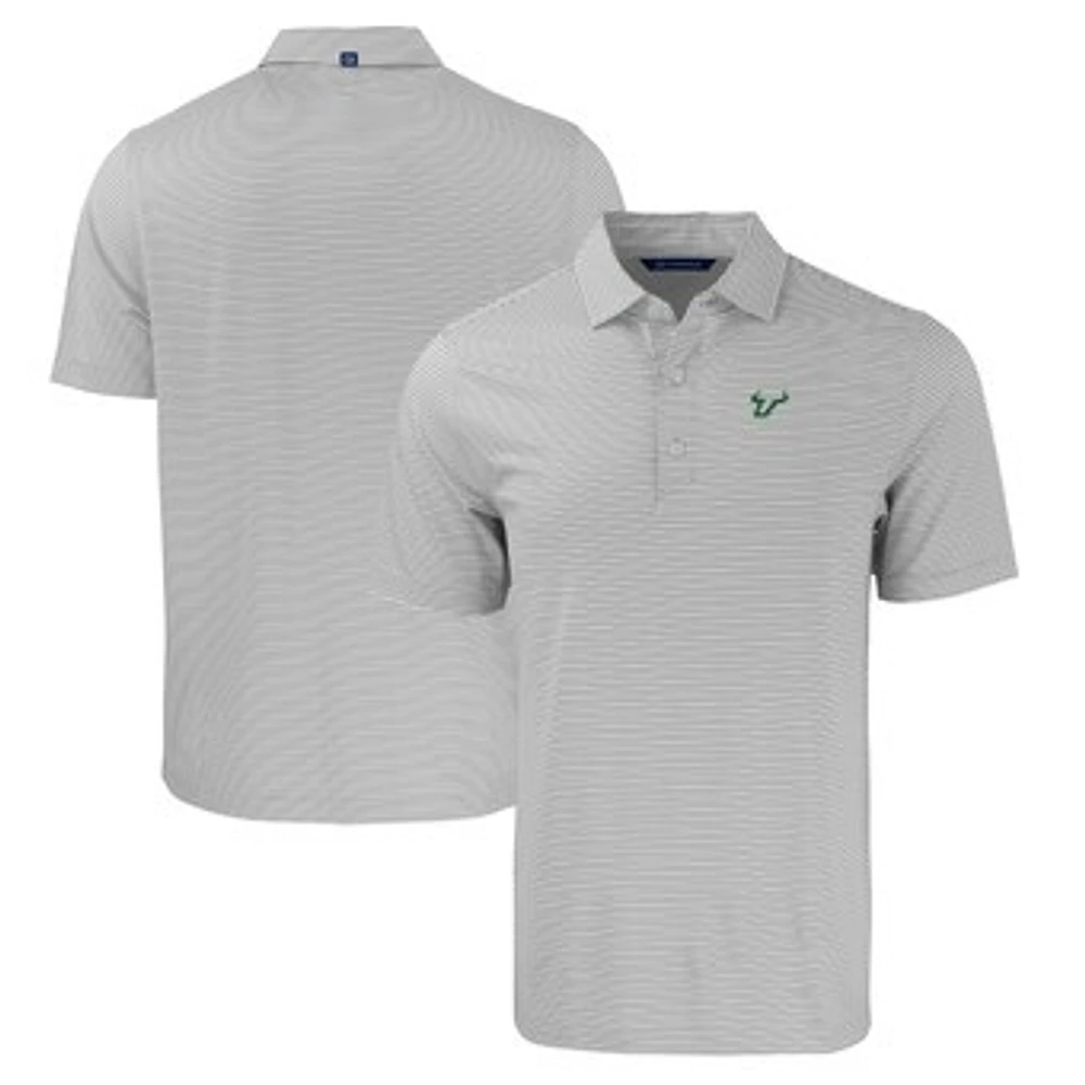 Men's Cutter & Buck Gray/White South Florida Bulls Forge Eco Double Stripe Stretch Recycled Polo
