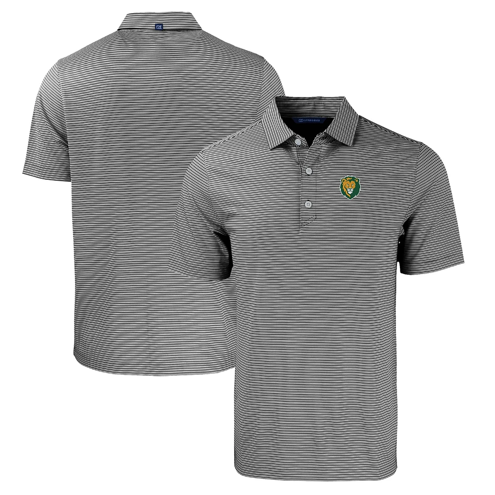 Men's Cutter & Buck Black/White Southeastern Louisiana Lions Forge Eco Double Stripe Stretch Recycled Polo
