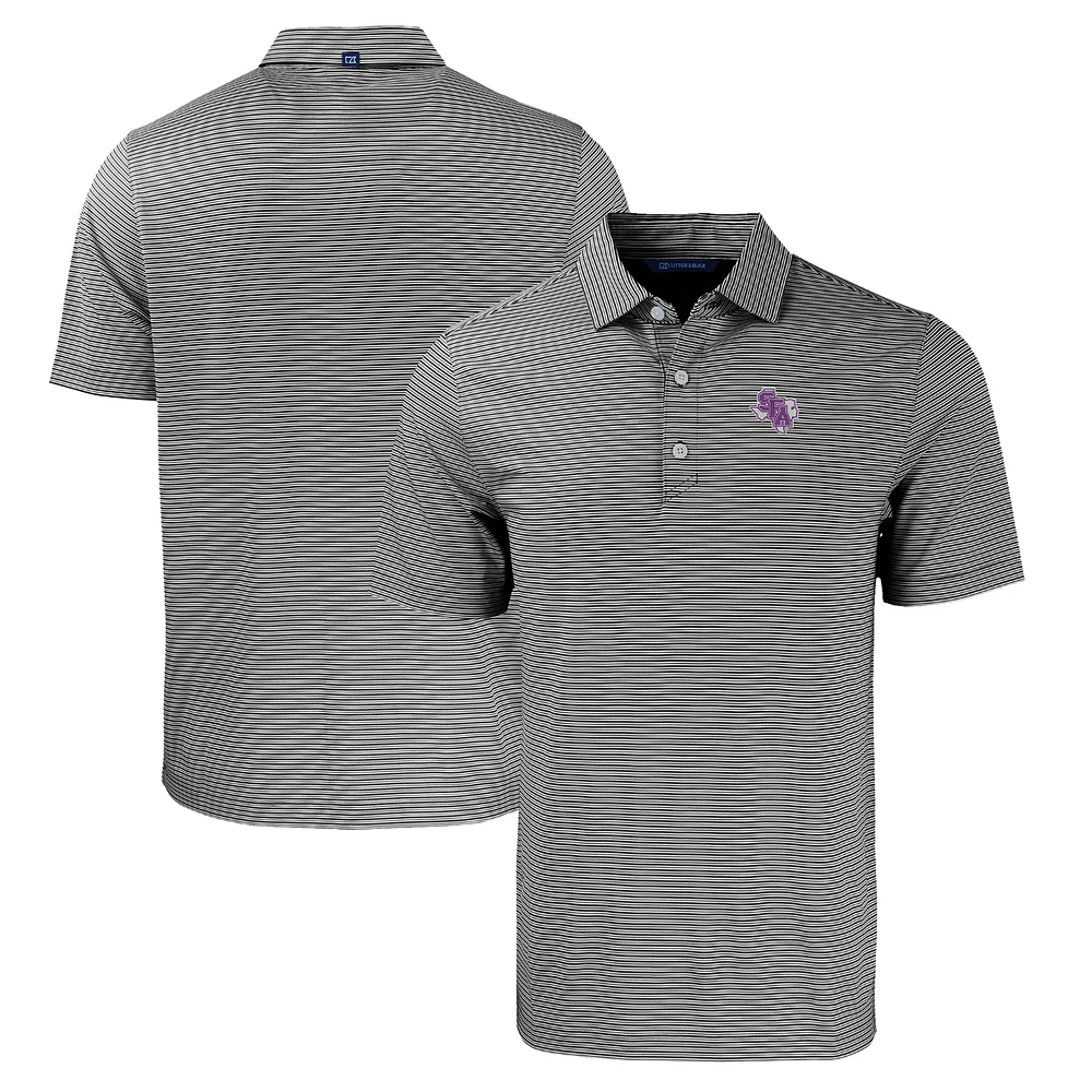 Men's Cutter & Buck Black/White Stephen F Austin Lumberjacks Forge Eco Double Stripe Stretch Recycled Polo