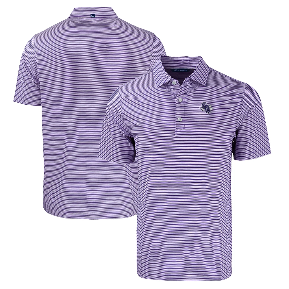 Men's Cutter & Buck Purple Stephen F Austin Lumberjacks Forge Eco Double Stripe Stretch Recycled Polo