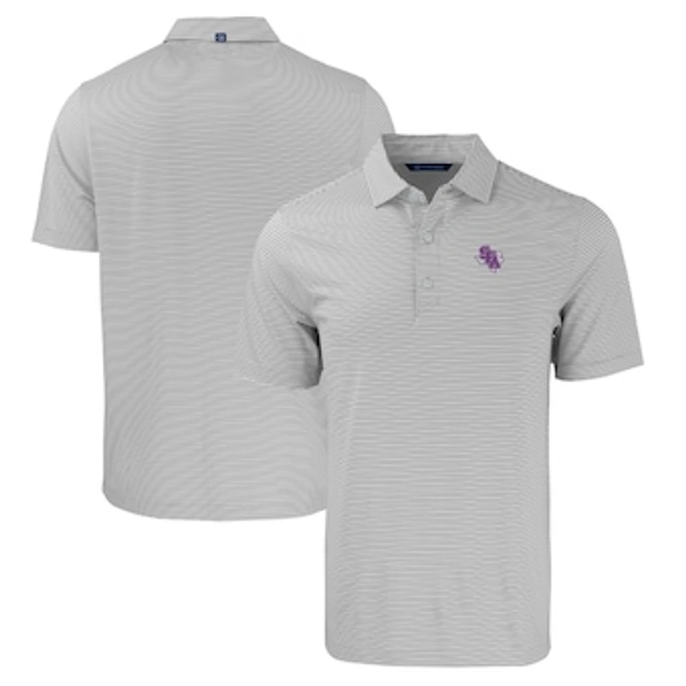 Men's Cutter & Buck Gray/White Stephen F Austin Lumberjacks Forge Eco Double Stripe Stretch Recycled Polo
