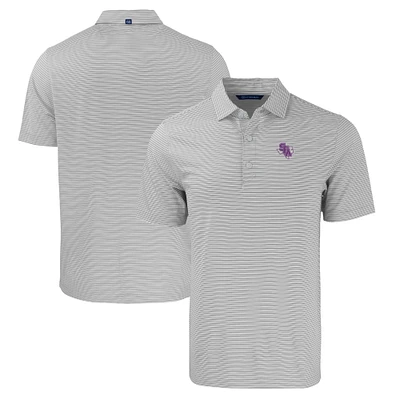 Men's Cutter & Buck Gray/White Stephen F Austin Lumberjacks Forge Eco Double Stripe Stretch Recycled Polo