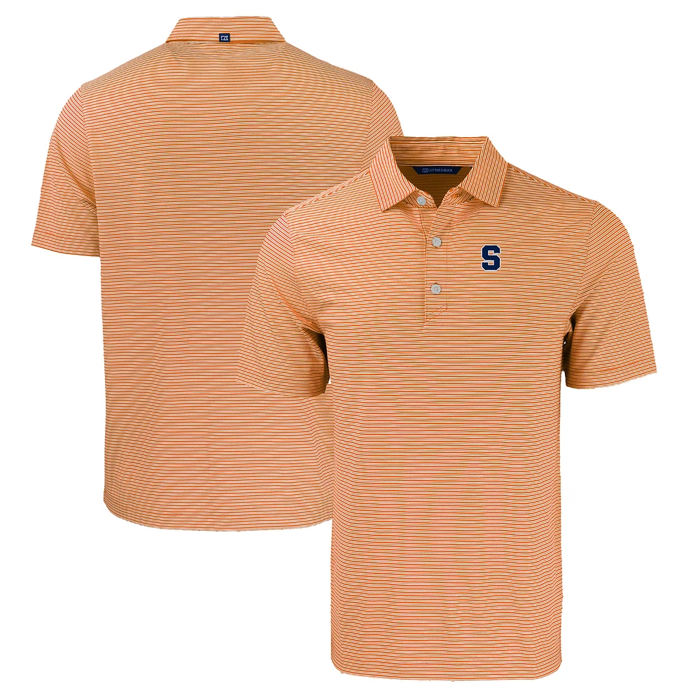 Men's Cutter & Buck Orange Syracuse Forge Eco Double Stripe Stretch Recycled Polo