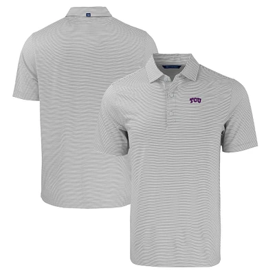Men's Cutter & Buck Gray/White TCU Horned Frogs Forge Eco Double Stripe Stretch Recycled Polo