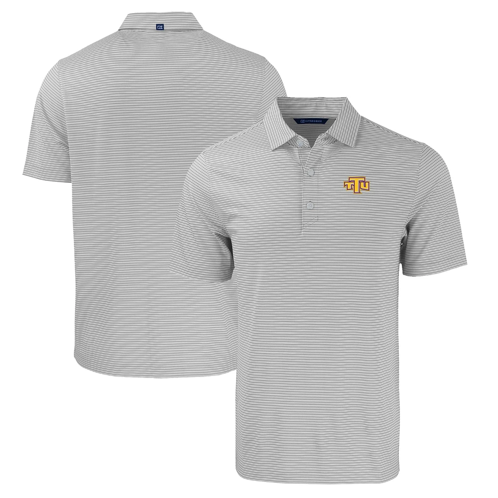 Men's Cutter & Buck Gray/White Tennessee Tech Golden Eagles Forge Eco Double Stripe Stretch Recycled Polo