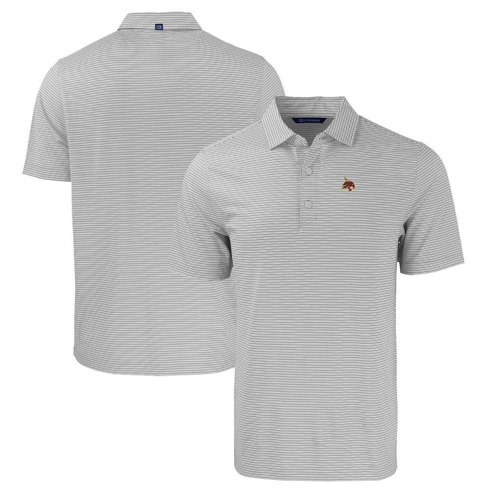 Men's Cutter & Buck Gray/White Texas State Bobcats Forge Eco Double Stripe Stretch Recycled Polo