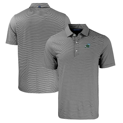 Men's Cutter & Buck Black/White Tulane Green Wave Forge Eco Double Stripe Stretch Recycled Polo