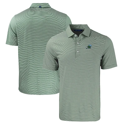 Men's Cutter & Buck Green Tulane Wave Forge Eco Double Stripe Stretch Recycled Polo