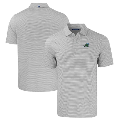 Men's Cutter & Buck Gray/White Tulane Green Wave Forge Eco Double Stripe Stretch Recycled Polo