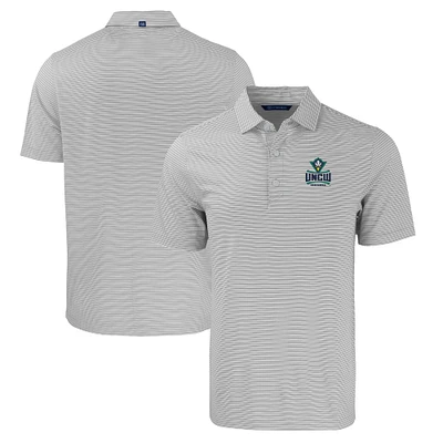 Men's Cutter & Buck Gray/White UNC Wilmington Seahawks Forge Eco Double Stripe Stretch Recycled Polo