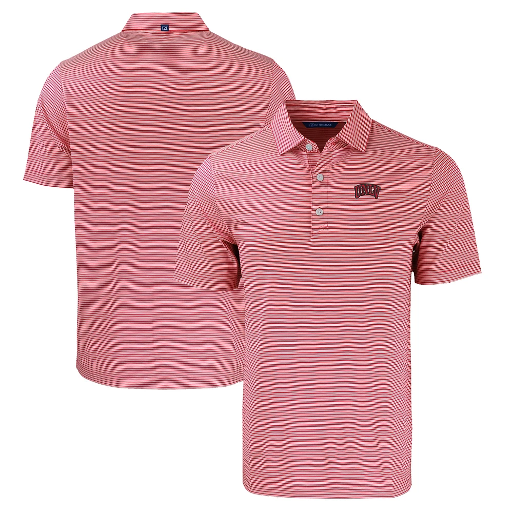 Men's Cutter & Buck Scarlet/White UNLV Rebels Forge Eco Double Stripe Stretch Recycled Polo