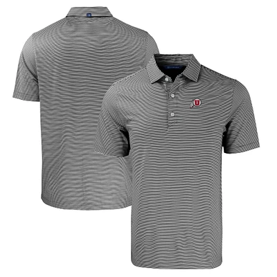 Men's Cutter & Buck Black/White Utah Utes Forge Eco Double Stripe Stretch Recycled Polo