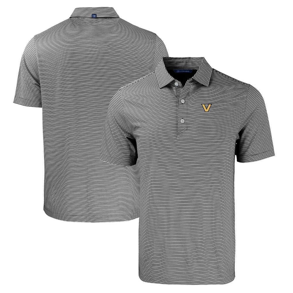 Men's Cutter & Buck Black/White Vanderbilt Commodores Forge Eco Double Stripe Stretch Recycled Polo