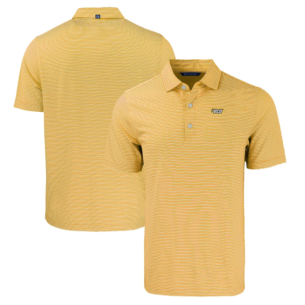 Men's Cutter & Buck Gold/White VCU Rams Forge Eco Double Stripe Stretch Recycled Polo