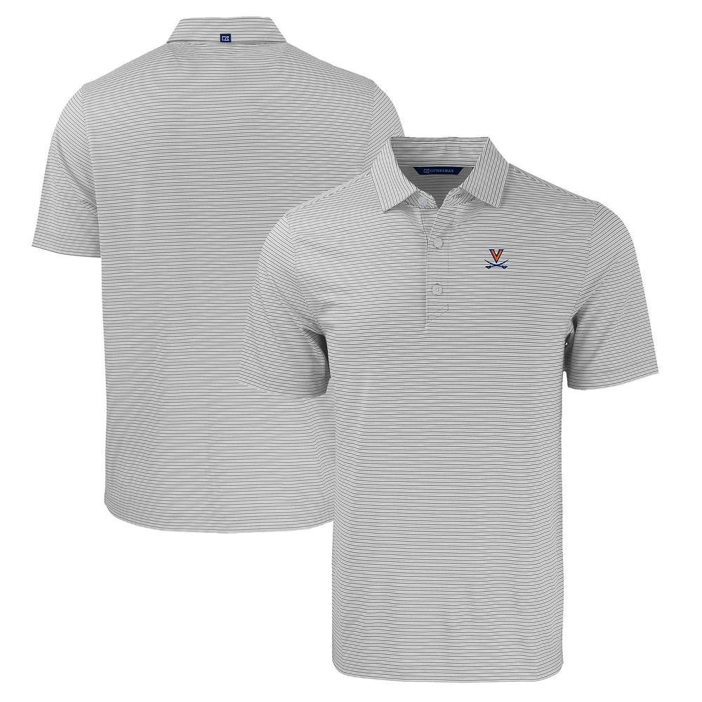 Men's Cutter & Buck Gray/White Virginia Cavaliers Forge Eco Double Stripe Stretch Recycled Polo