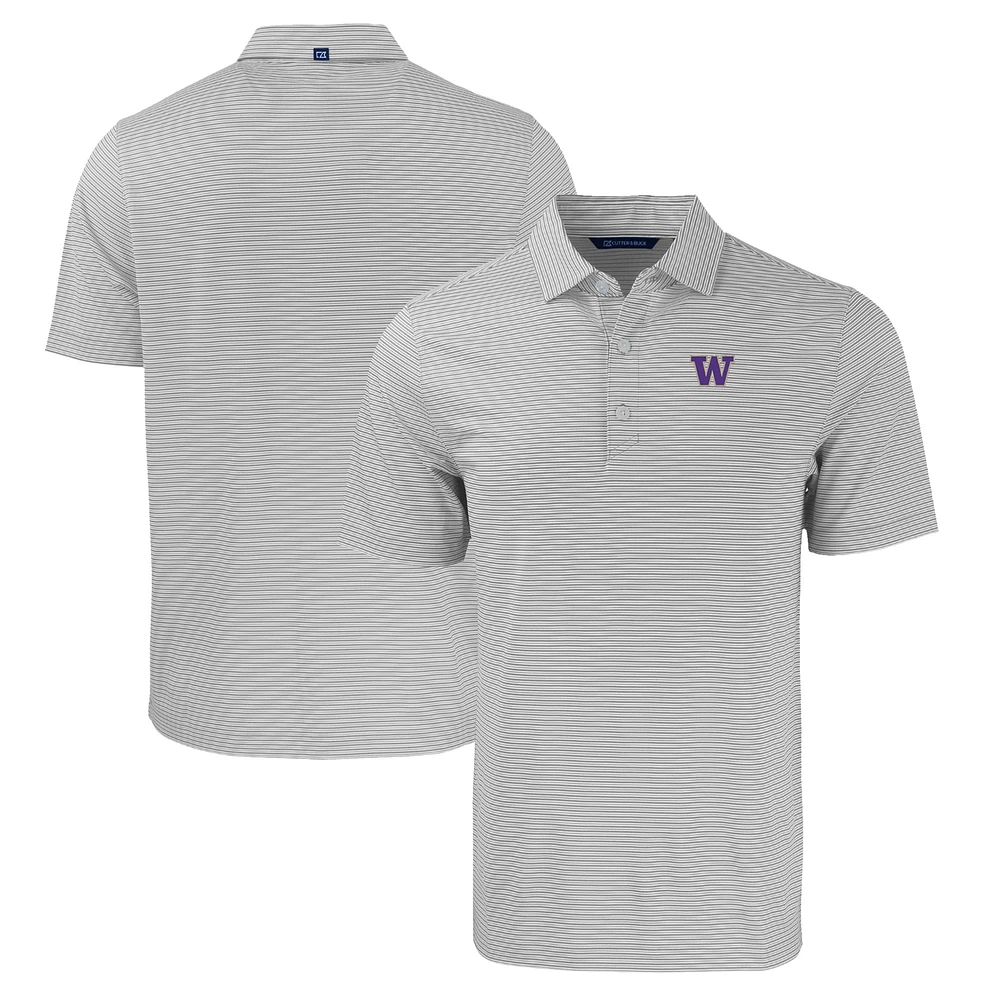 Men's Cutter & Buck Gray/White Washington Huskies Forge Eco Double Stripe Stretch Recycled Polo