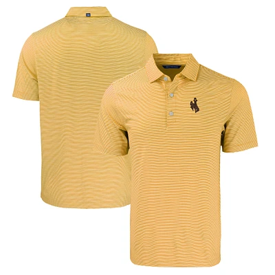 Men's Cutter & Buck Gold/White Wyoming Cowboys Forge Eco Double Stripe Stretch Recycled Polo