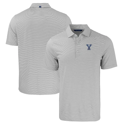 Men's Cutter & Buck Gray/White Yale Bulldogs Forge Eco Double Stripe Stretch Recycled Polo