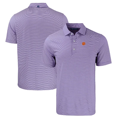 Men's Cutter & Buck Purple Clemson Tigers Forge Eco Double Stripe Stretch Recycled Polo