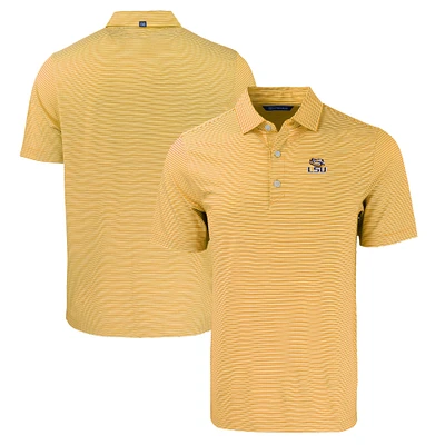 Men's Cutter & Buck Gold/White LSU Tigers Forge Eco Double Stripe Stretch Recycled Polo
