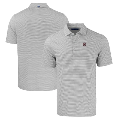 Men's Cutter & Buck Gray/White South Carolina Gamecocks Forge Eco Double Stripe Stretch Recycled Polo