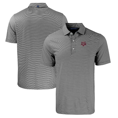 Men's Cutter & Buck Black/White Texas A&M Aggies Forge Eco Double Stripe Stretch Recycled Polo