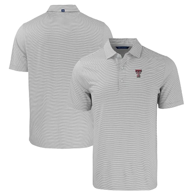 Men's Cutter & Buck Gray/White Texas Tech Red Raiders Forge Eco Double Stripe Stretch Recycled Polo