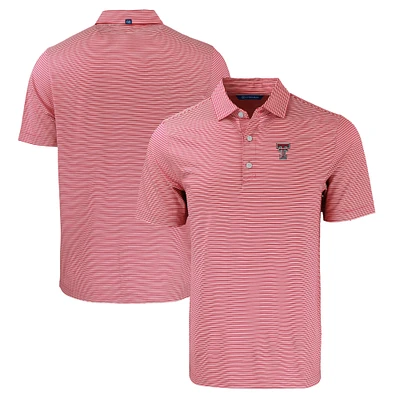 Men's Cutter & Buck Red/White Texas Tech Red Raiders Forge Eco Double Stripe Stretch Recycled Polo