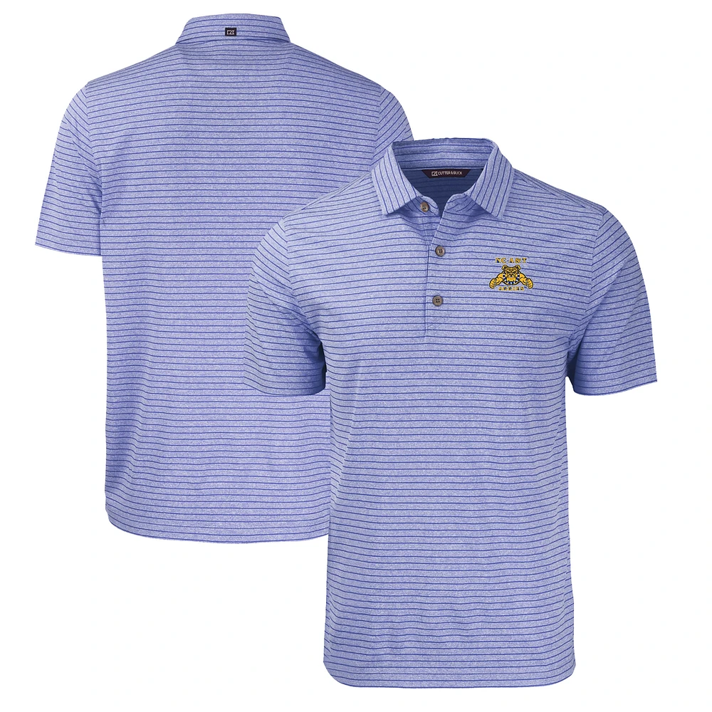 Men's Cutter & Buck Heather Blue North Carolina A&T Aggies Forge Eco Stripe Stretch Recycled Polo