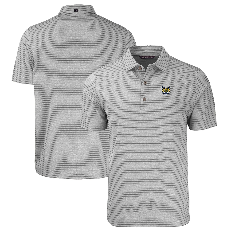 Men's Cutter & Buck Heather Gray Quinnipiac Bobcats Forge Eco Stripe Stretch Recycled Polo