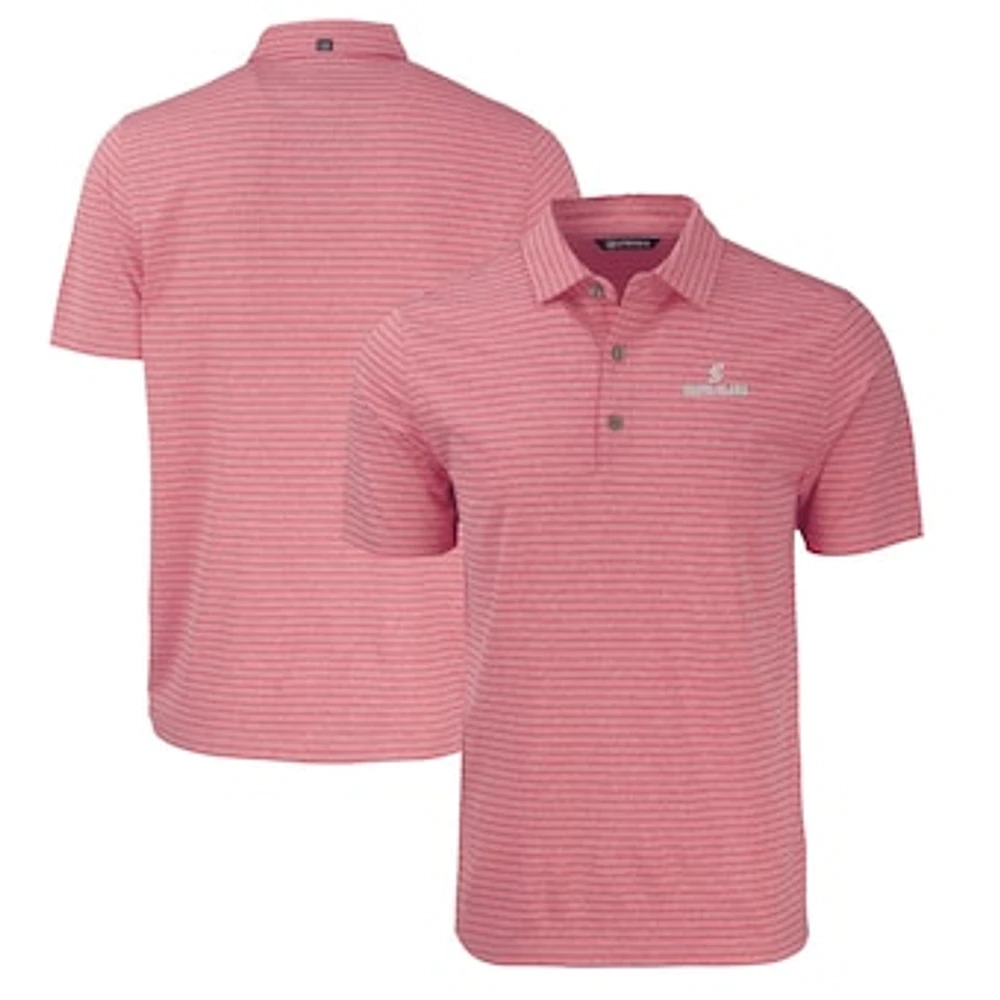 Men's Cutter & Buck Heather Red Santa Clara Broncos Forge Eco Heathered Stripe Stretch Recycled Polo