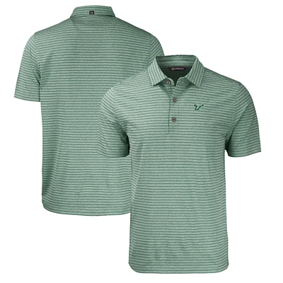 Men's Cutter & Buck Heather Green South Florida Bulls Forge Eco Heathered Stripe Stretch Recycled Polo